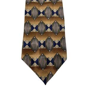 Martin Wong Multicolor Geometric Print 100% Silk Mens Tie Necktie